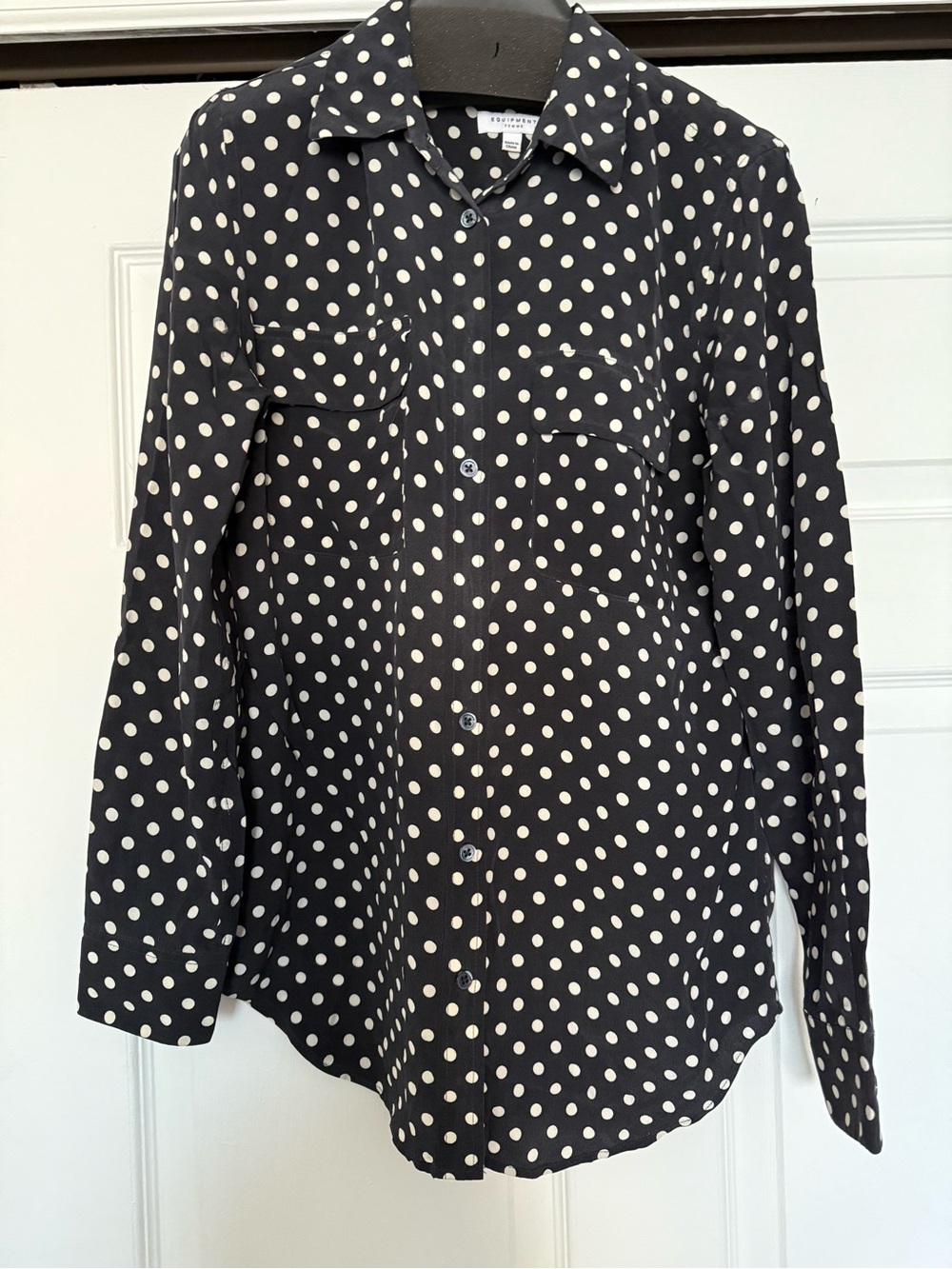 Equipment Black and White Polka Dot Button-Down Shirt